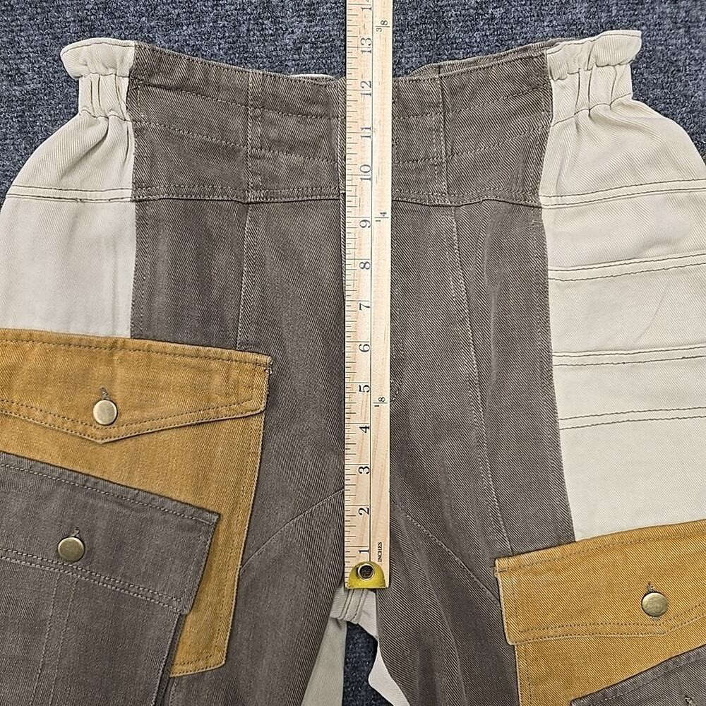 Oli & Hali Patchwork Paperbag Cargo Pants M Boho Utility Earthy Mineral Wash - Picture 11 of 16
